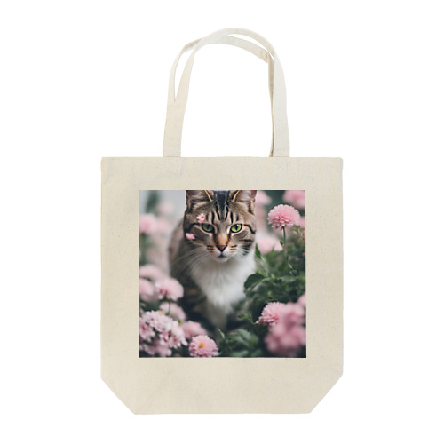 猫と花 トートバッグ