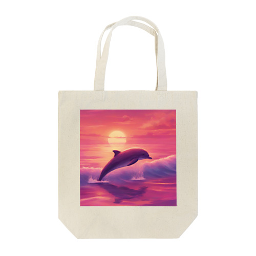 サンセットビーチのピンクイルカ Tote Bag