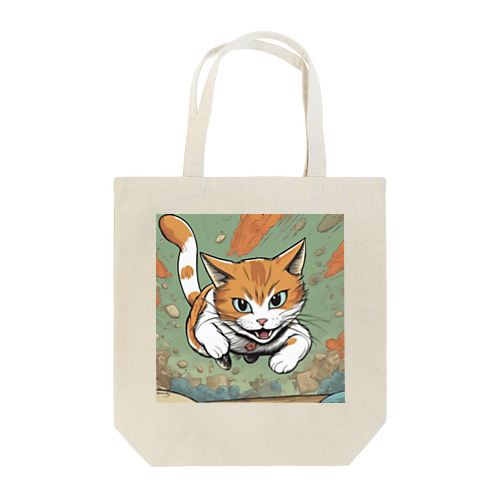 飛び掛かる猫 Tote Bag