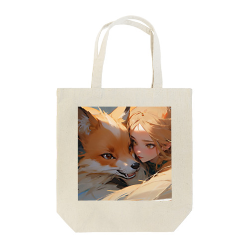 可愛い美女と狐 Tote Bag