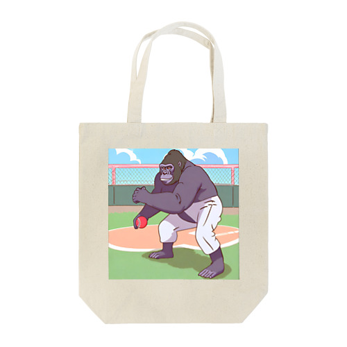 野球をしているゴリラ Tote Bag