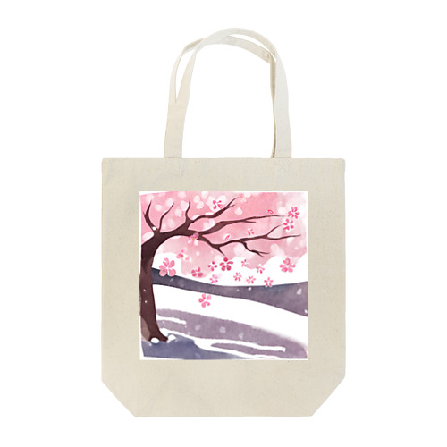 桜と雪　春一番 トートバッグ