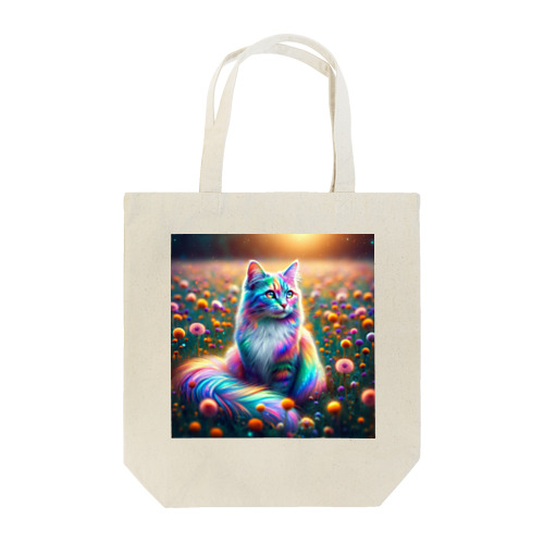 虹色に輝く優雅な猫 Tote Bag