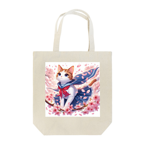 桜咲く華の学生猫 botan トートバッグ