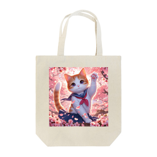 桜咲く華の学生猫 hana トートバッグ