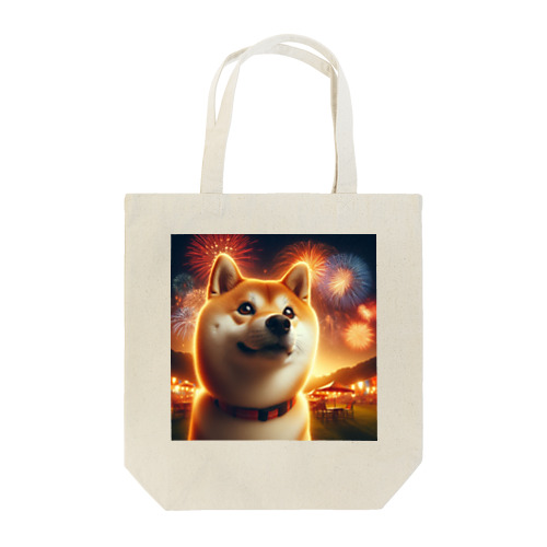 柴犬、花火を見る Tote Bag