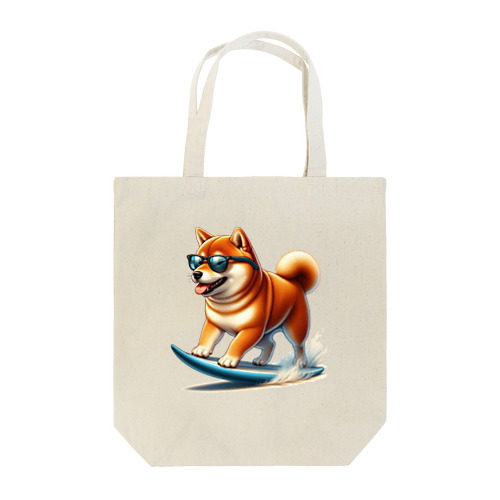 サーフィンするかわいい柴犬の子犬 Tote Bag