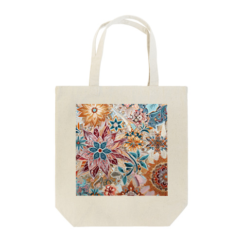 お花のバティック柄 鮮やか Tote Bag