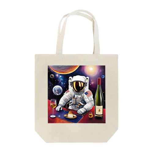 宇宙空間に合うワイン トートバッグ