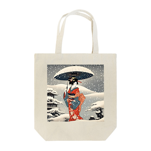 日本の風景、雪降る中を歩く舞妓さん　Japanese senery：Maiko in the snow Tote Bag