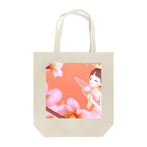 桃のお花と トートバッグ