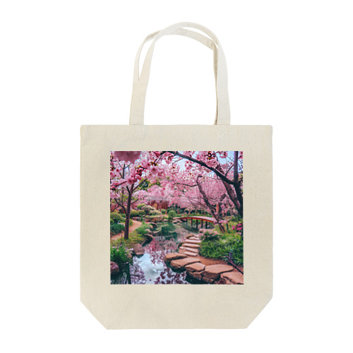 日本庭園で桜が咲き満ち溢れている アメジスト 2846 Tote Bag
