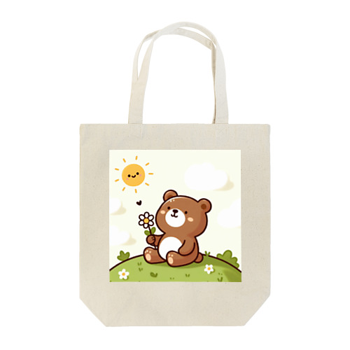 花を持つ可愛い熊グッズ Tote Bag