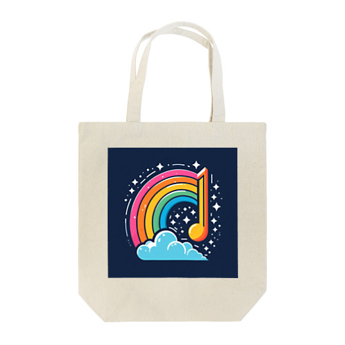 夜空に輝く虹と音符 Tote Bag