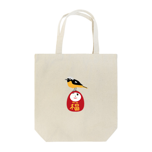 野鳥ジョウビタキ♂とダルマ Tote Bag