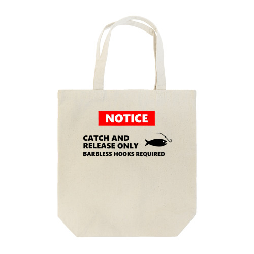 CATCH AND RELEASE  BARBLESS -TOTE　キャッチアンドリリース　バーブフック愛好 トートバッグ