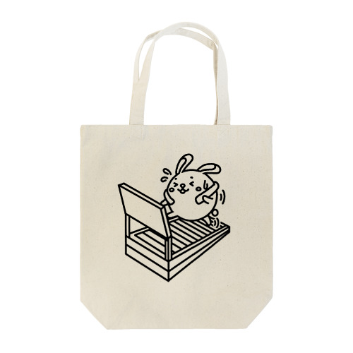 ウサコロまる・ランニングマシン（線画：黒バージョン） Tote Bag