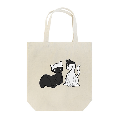 クロとシロ、見つめ合う Tote Bag