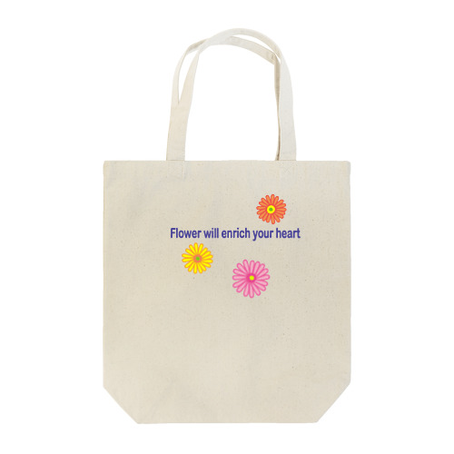 ガーベラお花Tシャツ　文字色むらさき Tote Bag