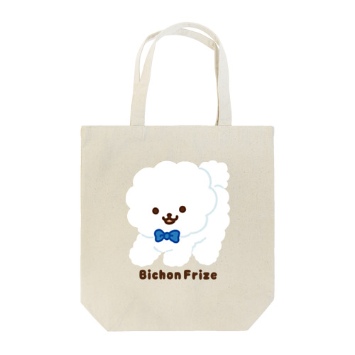 ブルーのビションフリーゼ  ロゴあり Tote Bag