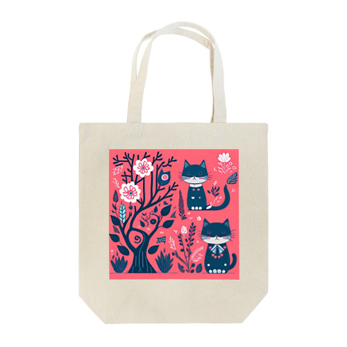ネコと木と花 Tote Bag