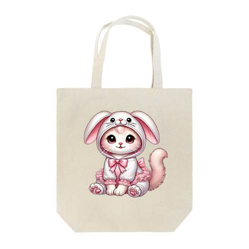 ふわふわバニーコスチュームのかわいい子猫 Tote Bag