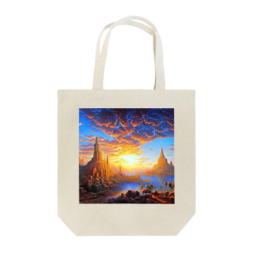 夕陽の中の城 Tote Bag