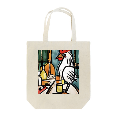 にわとりさん朝ごはんを食べる！ Tote Bag