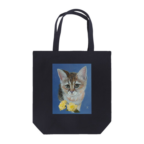 仔猫と幸せの黄色いバラ Tote Bag