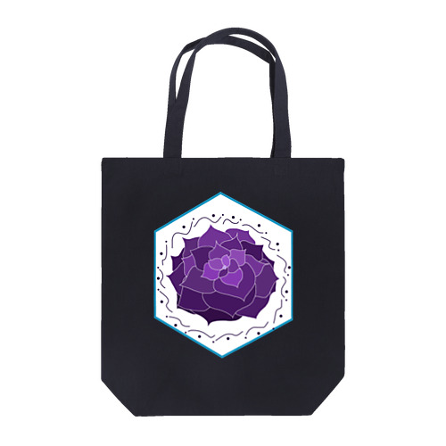 紫の花（と枠の柄） トートバッグ