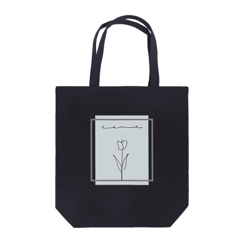 gray blue × 線画チューリップ Tote Bag