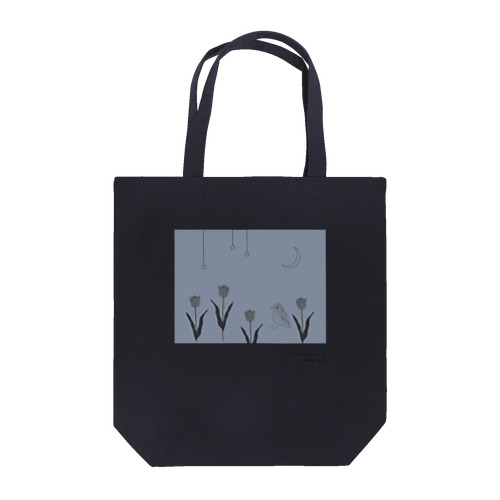 Flower garden and birds at night. Tote Bag