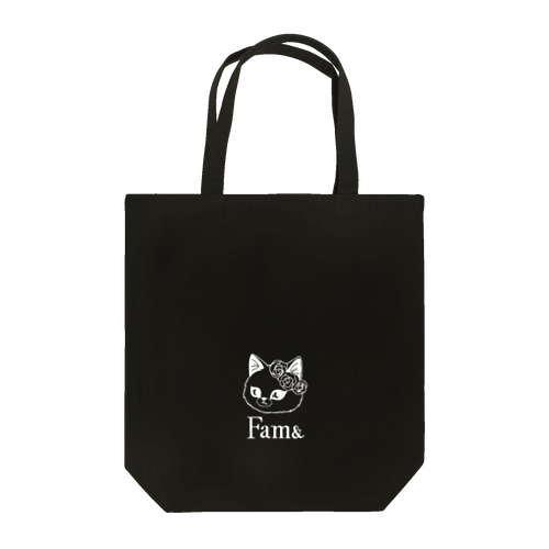 Fam& 花と猫　White Tote Bag