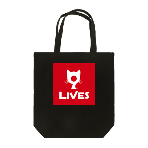 9LIVES logo red Tote Bag