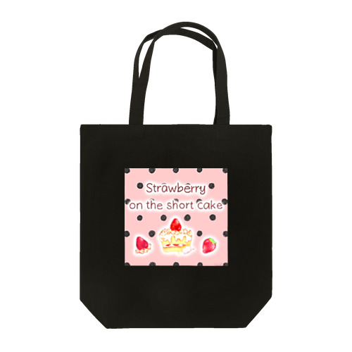 《フード01》＊苺のショートケーキ＊ピンク黒ドット Tote Bag