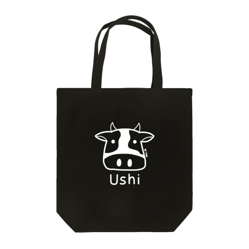 Ushi (牛) 白デザイン トートバッグ