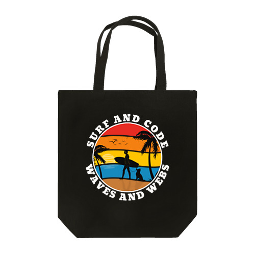 Surf and Code, Waves and Webs Tote Bag