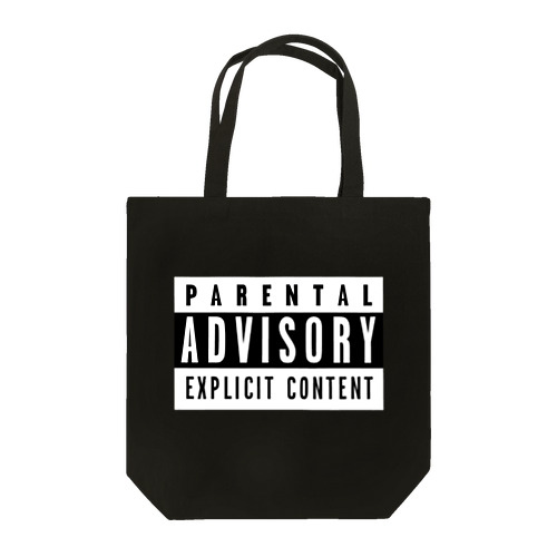 PARENTAL ADVISORY 白黒 反転色ロゴTシャツ Tote Bag