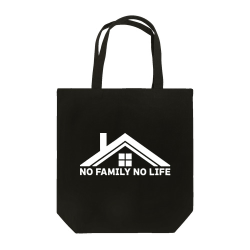 ノーファミリーノーライフ 煙突屋根に窓デザイン ホワイト Tote Bag