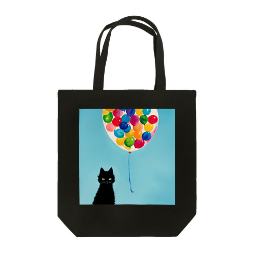 黒猫と風船と青い空 Tote Bag
