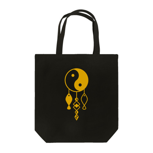 陰陽太極図と双魚 (金茶色) Tote Bag