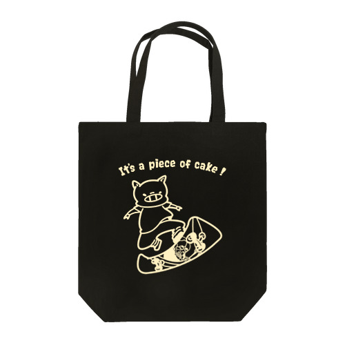 スケートボードをするブタ（淡色線） Tote Bag