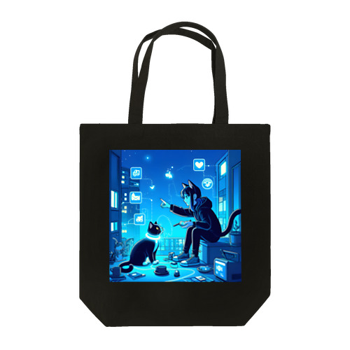 黒猫とスマートライフ Tote Bag