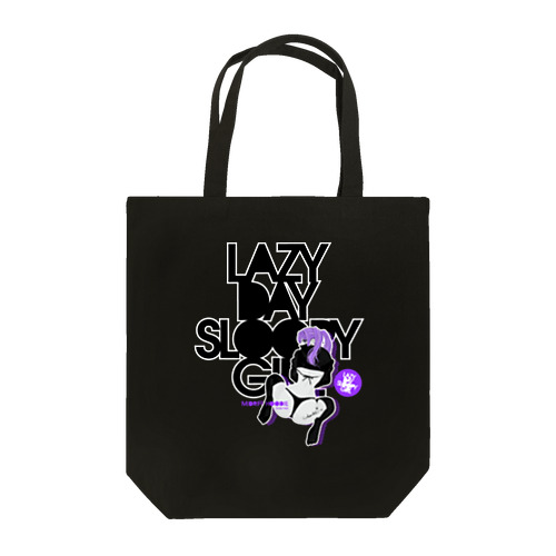 LAZY DAY SLOOPY GIRL 0574 ブラックフーディー女子 エロポップ ロゴ Tote Bag