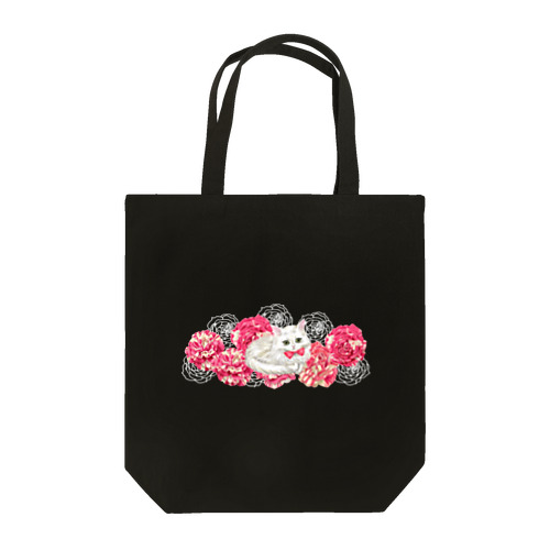 薔薇とチンチラシルバー Tote Bag