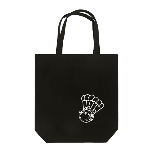 ウサコロまる・パラシュートで降下（小）（線画：白バージョン） Tote Bag