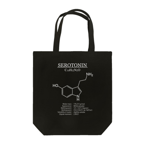 セロトニン(精神安定・感情コントロール)：化学：化学構造・分子式 Tote Bag