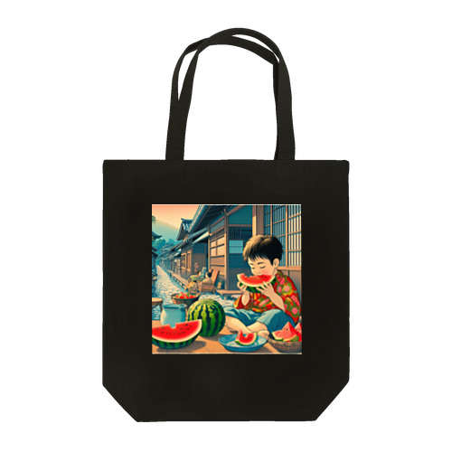 日本の風景:スイカを食べた夏の日の思い出 Tote Bag