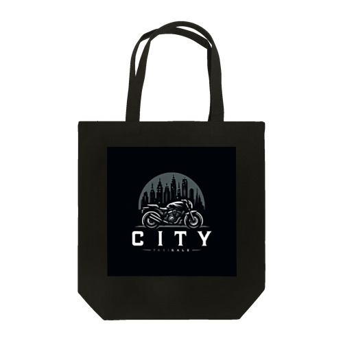 都市とバイクのダークロゴデザイン Tote Bag