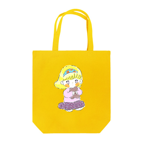 くまのぬいぐるみを抱きしめる女の子 Tote Bag